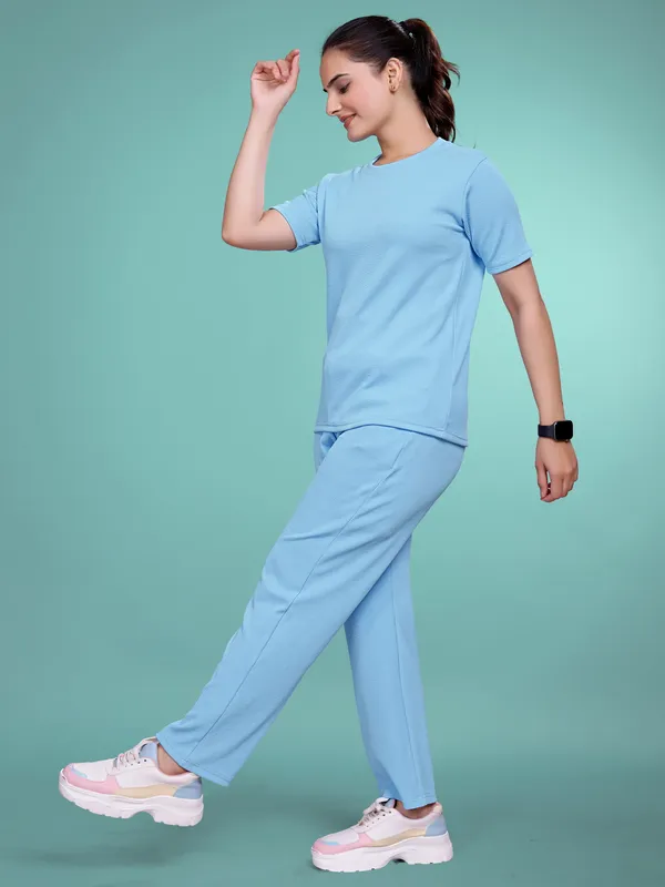 Blue_Printed_Elastane_T-Shirt_&_Pyjamas_Set_For_Women_|_Regular_Round_Neck_Short_Sleeve