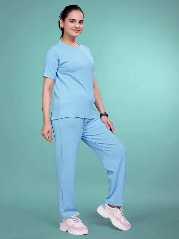 Blue_Printed_Elastane_T-Shirt_&_Pyjamas_Set_For_Women_|_Regular_Round_Neck_Short_Sleeve