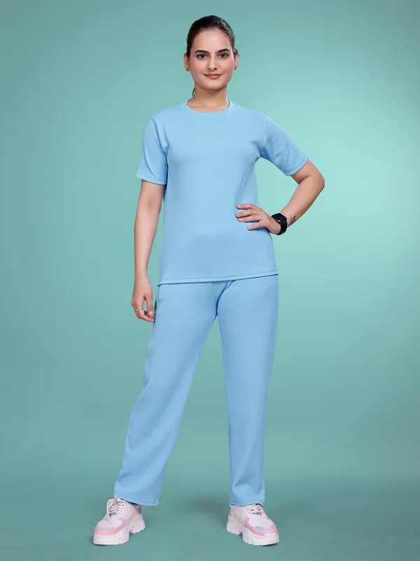Blue_Printed_Elastane_T-Shirt_&_Pyjamas_Set_For_Women_|_Regular_Round_Neck_Short_Sleeve