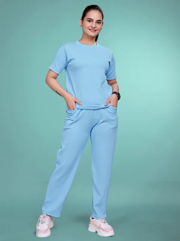Blue_Printed_Elastane_T-Shirt_&_Pyjamas_Set_For_Women_|_Regular_Round_Neck_Short_Sleeve