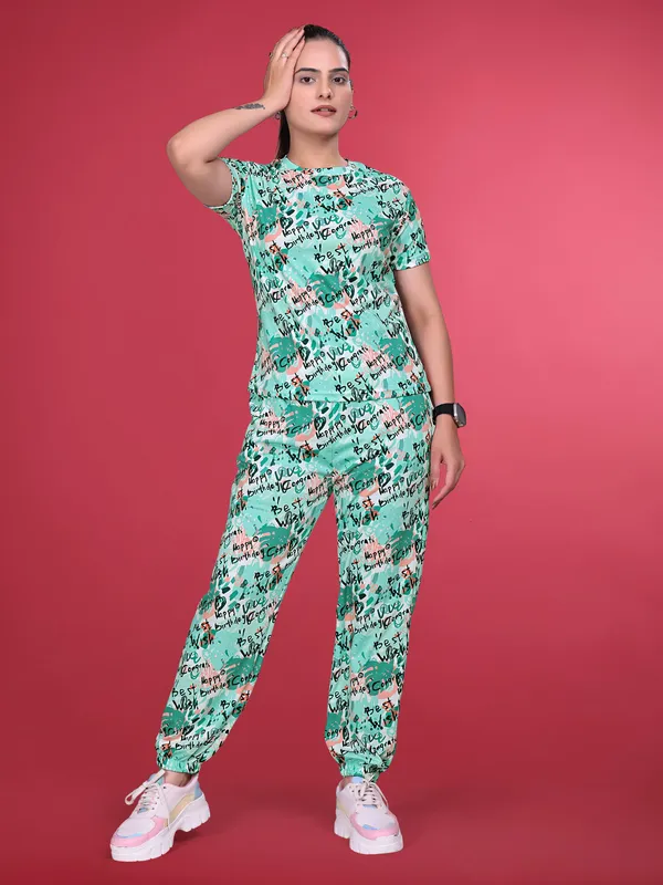 Green_Printed_Valentino_Elastane_NightSuit_Set_For_Women_|_Regular_Round_Neck_Short_Sleeve
