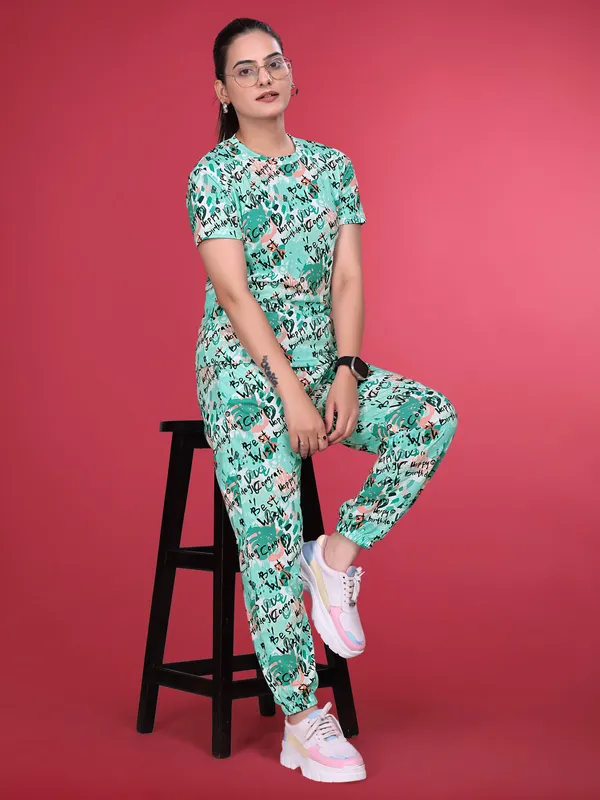 Green_Printed_Valentino_Elastane_NightSuit_Set_For_Women_|_Regular_Round_Neck_Short_Sleeve
