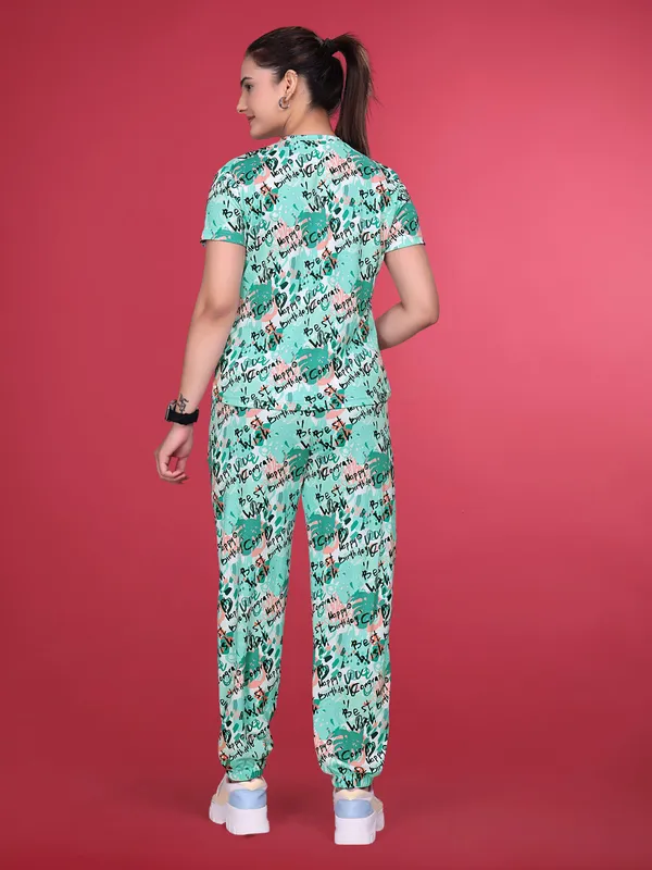Green_Printed_Valentino_Elastane_NightSuit_Set_For_Women_|_Regular_Round_Neck_Short_Sleeve