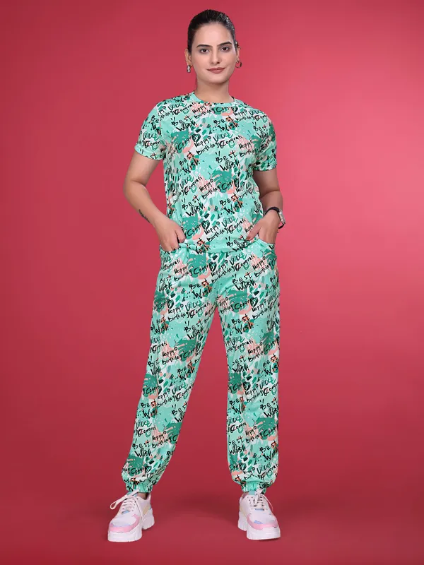 Green_Printed_Valentino_Elastane_NightSuit_Set_For_Women_|_Regular_Round_Neck_Short_Sleeve
