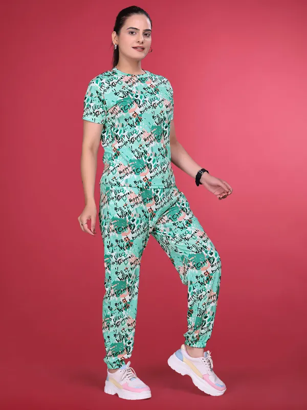 Green_Printed_Valentino_Elastane_NightSuit_Set_For_Women_|_Regular_Round_Neck_Short_Sleeve