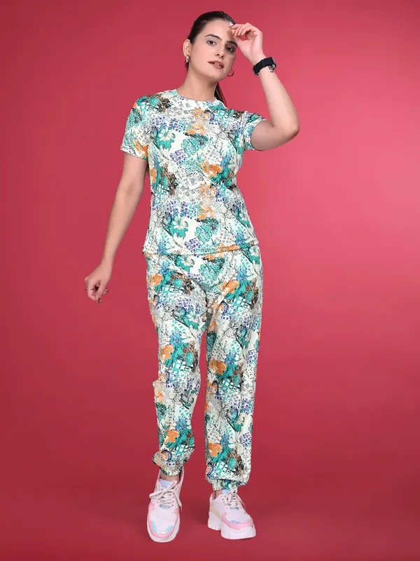 Multi_Printed_Valentino_Elastane_NightSuit_Set_For_Women_|_Regular_Round_Neck_Short_Sleeve