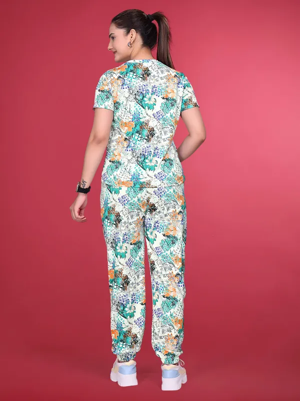 Multi_Printed_Valentino_Elastane_NightSuit_Set_For_Women_|_Regular_Round_Neck_Short_Sleeve