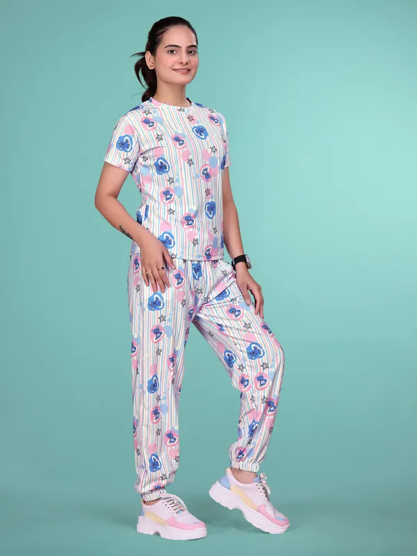 Blue_Printed_Valentino_Elastane_NightSuit_Set_For_Women_|_Regular_Round_Neck_Short_Sleeve
