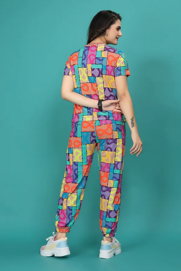 Multi_Colour_Valentino_Elastane_T-Shirt_&_Pyjamas_Set_For_Women_|_Regular_Round_Neck_Short_Sleeve
