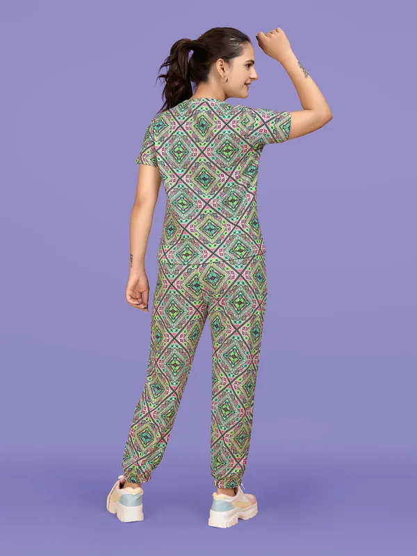 Multi_Colour_Valentino_Elastane_T-Shirt_&_Pyjamas_Set_For_Women_|_Regular_Round_Neck_Short_Sleeve