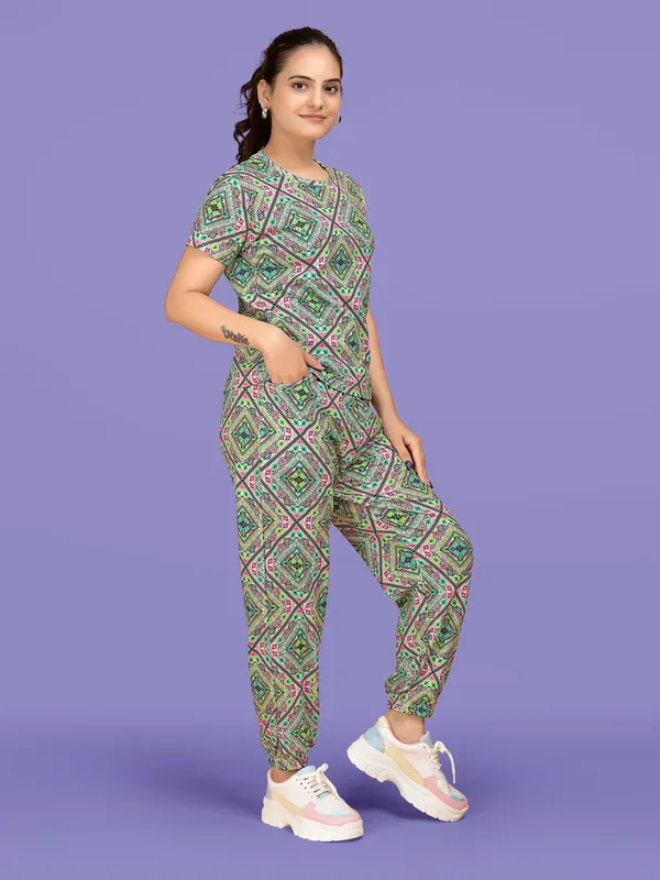 Multi_Colour_Valentino_Elastane_T-Shirt_&_Pyjamas_Set_For_Women_|_Regular_Round_Neck_Short_Sleeve