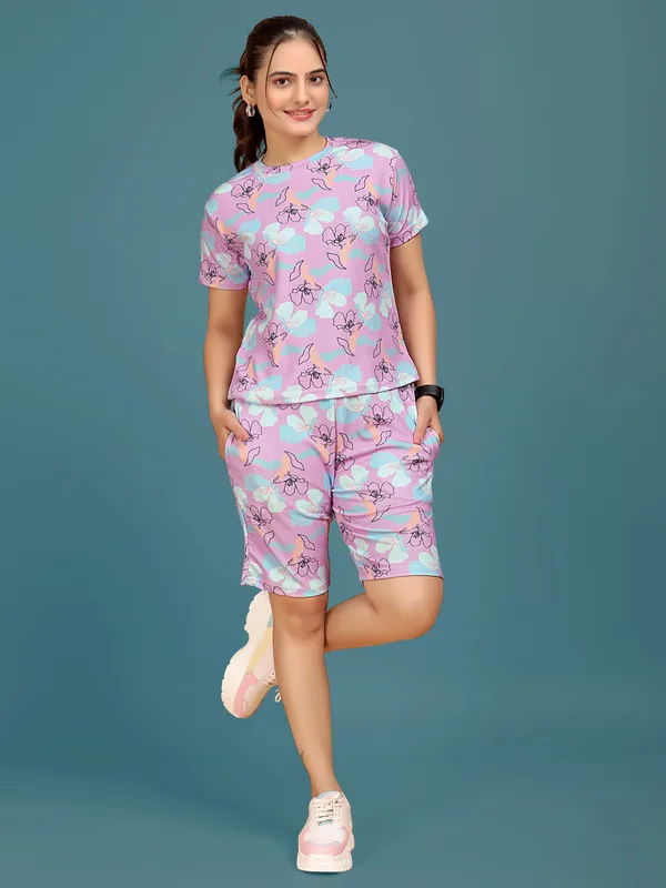 Multi_Colour_Valentino_Elastane_Co-ord_Set_For_Women_|_Regular_Round_Neck_Short_Sleeve
