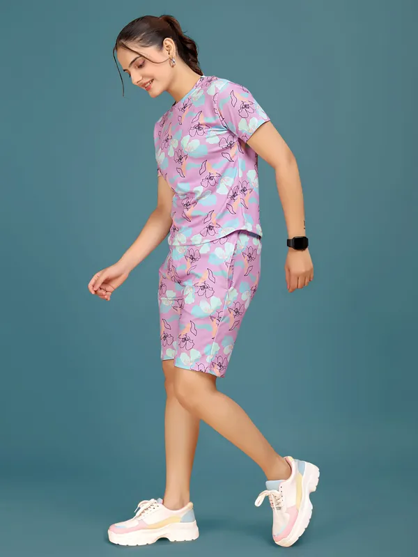 Multi_Colour_Valentino_Elastane_Co-ord_Set_For_Women_|_Regular_Round_Neck_Short_Sleeve