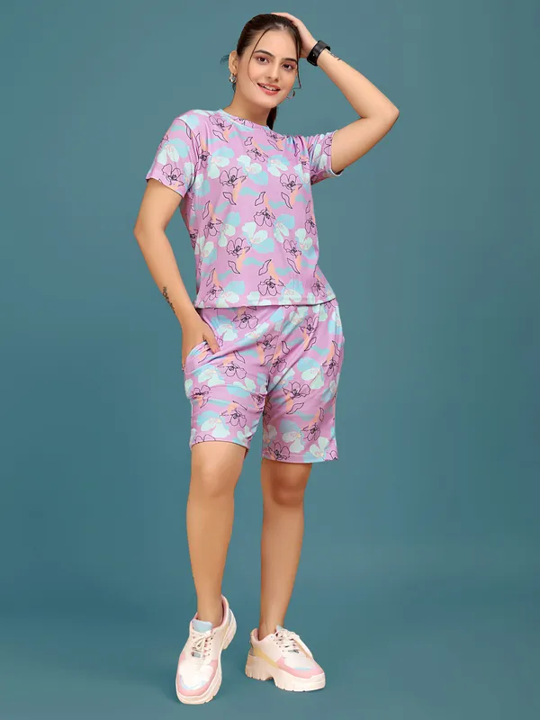 Multi_Colour_Valentino_Elastane_Co-ord_Set_For_Women_|_Regular_Round_Neck_Short_Sleeve