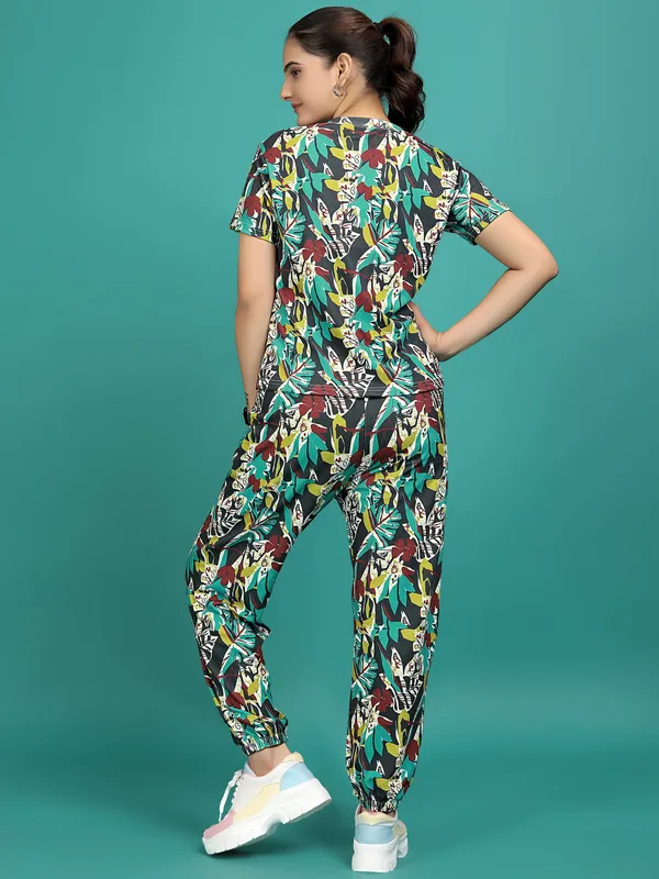 Multi_Colour_Valentino_Elastane_T-Shirt_&_Pyjamas_Set_For_Women_|_Regular_Round_Neck_Short_Sleeve