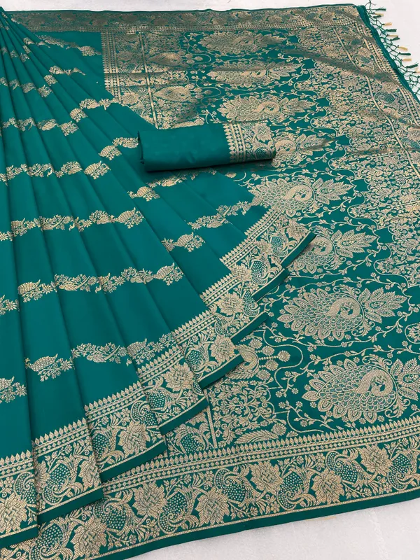 Banarasi_Silk_Saree_With_Rich_Zari_Work_-_Teal_Green