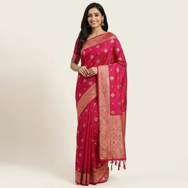 Traditional_Red_Banarasi_Silk_Saree_With_Golden_Zari_Work