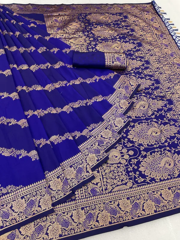Royal_Blue_Banarasi_Silk_Saree_With_Golden_Zari_Border