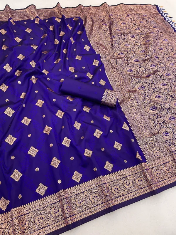 Royal_Blue_Banarasi_Silk_Saree_With_Golden_Zari_Work