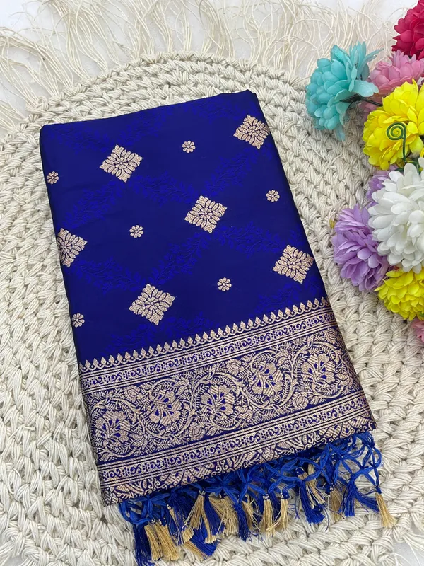 Royal_Blue_Banarasi_Silk_Saree_With_Golden_Zari_Work