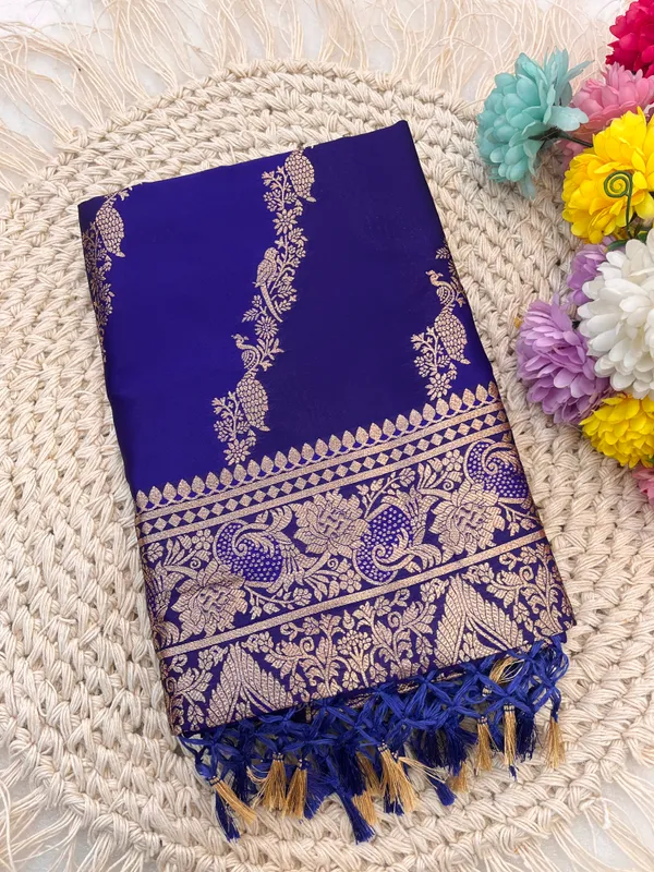 Royal_Blue_Banarasi_Silk_Saree_With_Golden_Zari_Border