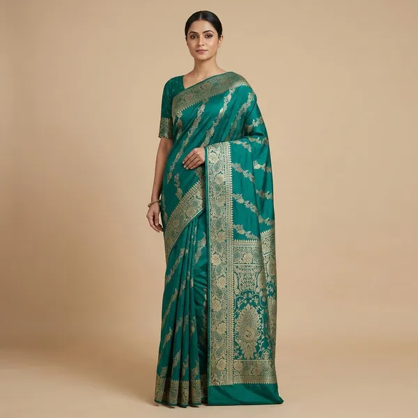 Banarasi_Silk_Saree_With_Rich_Zari_Work_-_Teal_Green
