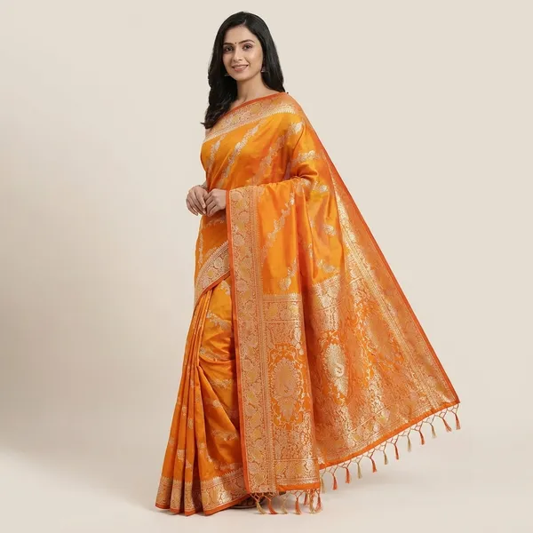 Orange_Silk_Saree_With_Golden_Zari_Border_And_Peacock_Motifs