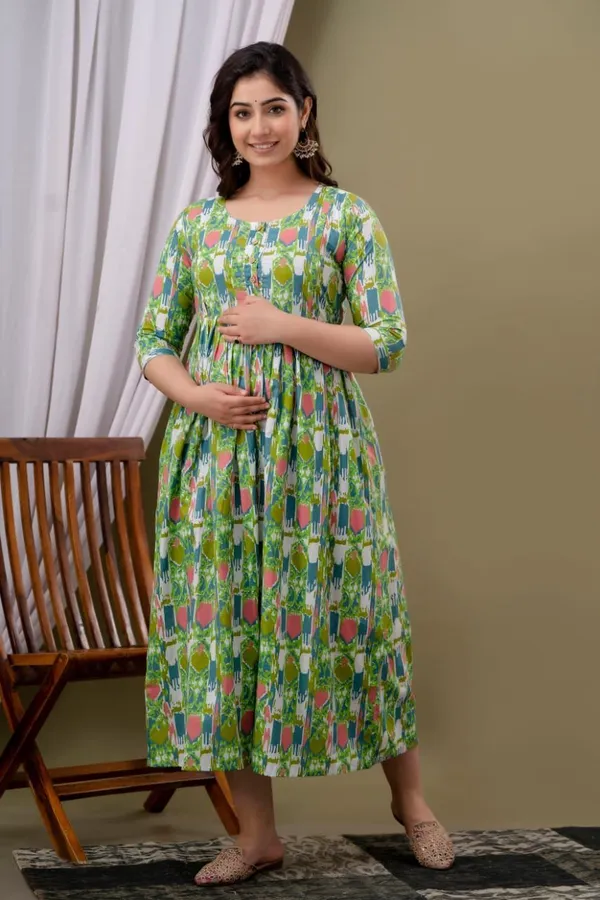 Green_Feeding_Maternity_Kurti_Parrot_Green_For_Women