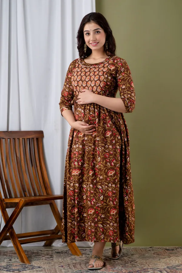 Brown_Feeding_Maternity_Kurti_Brown_For_Women