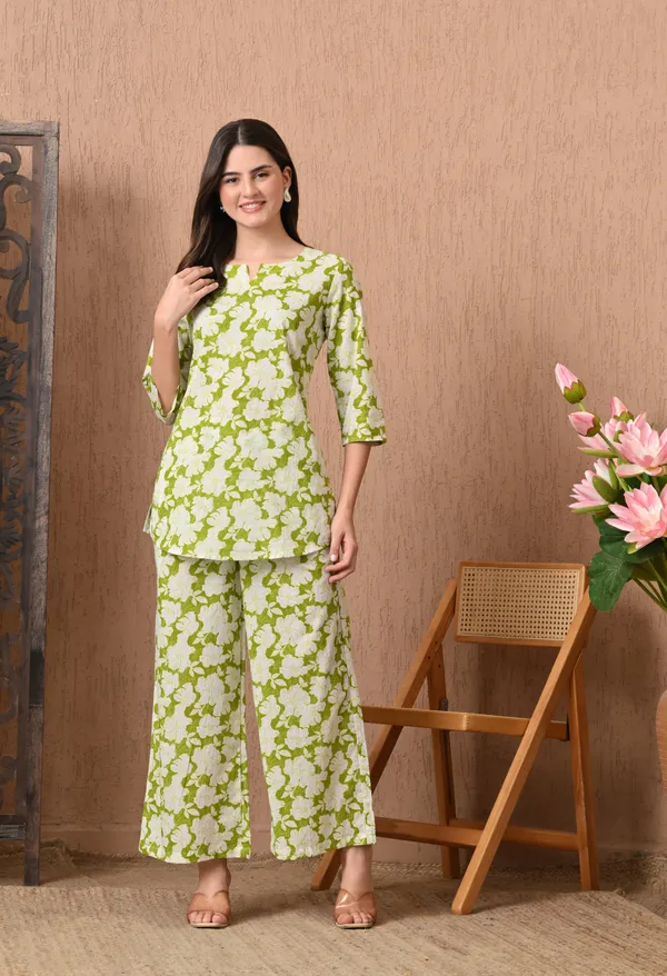 Trendy_Green_Cotton_Co-ord_Set
