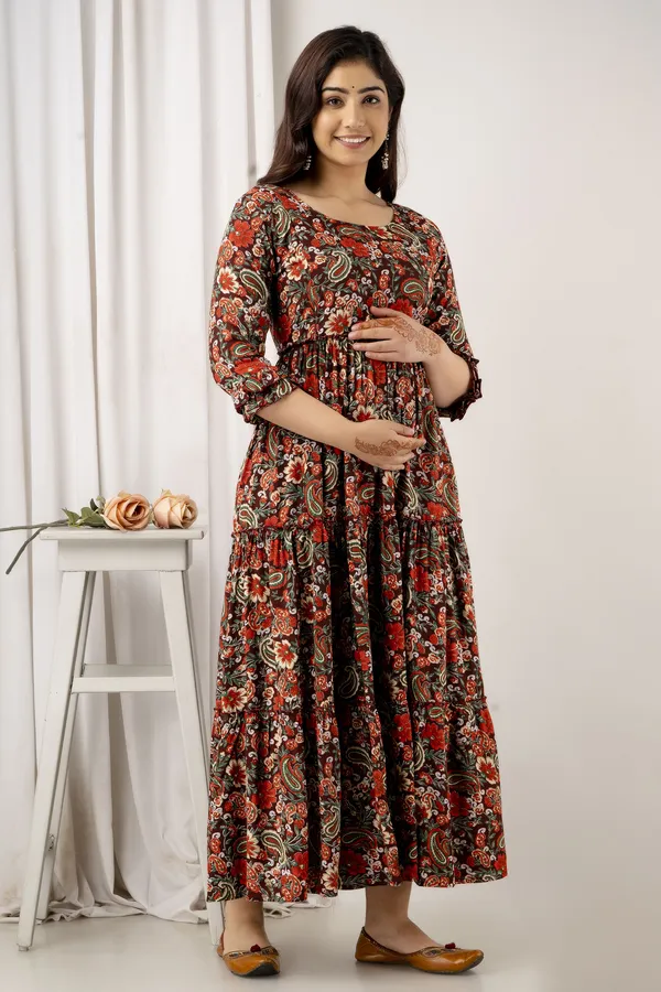 Dark_Mehroon_Feeding_Maternity_Kurtis__For_Women