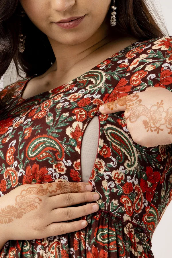Dark_Mehroon_Feeding_Maternity_Kurtis__For_Women