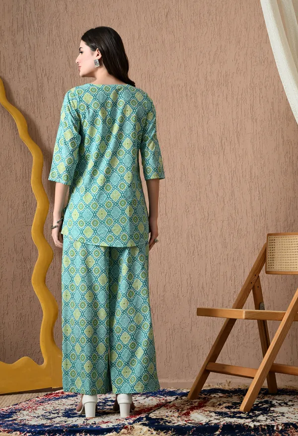 Greenish_Blue_Cotton_Co-ord_Set