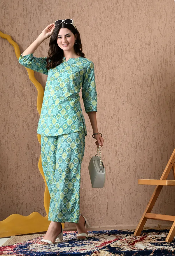 Greenish_Blue_Cotton_Co-ord_Set