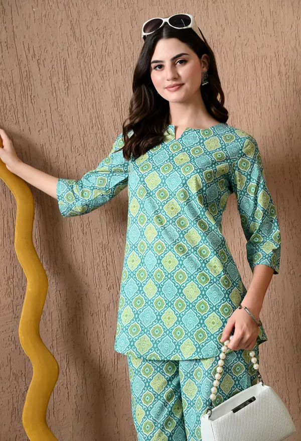 Greenish_Blue_Cotton_Co-ord_Set