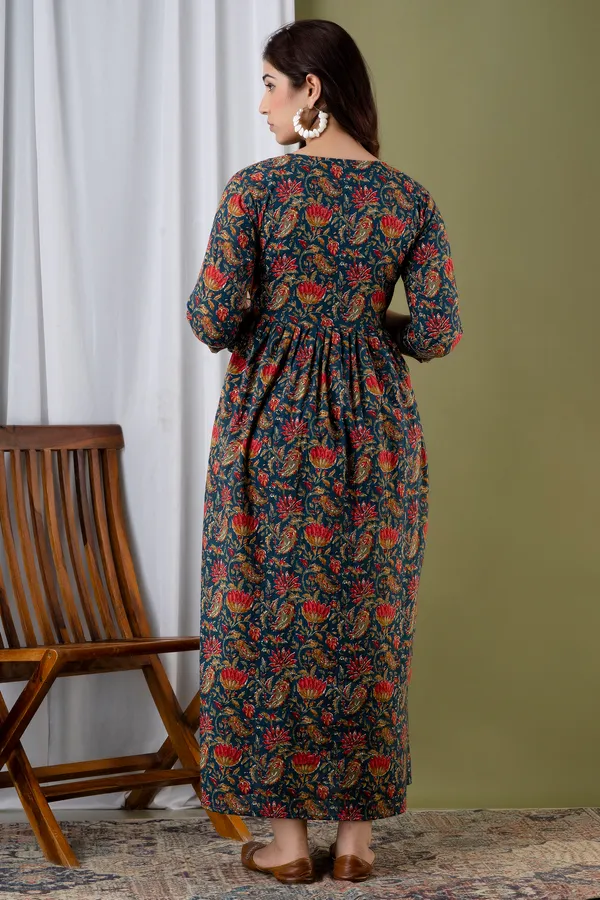 Teal_Blue_Beautiful_Maternity_Gown_For_Women