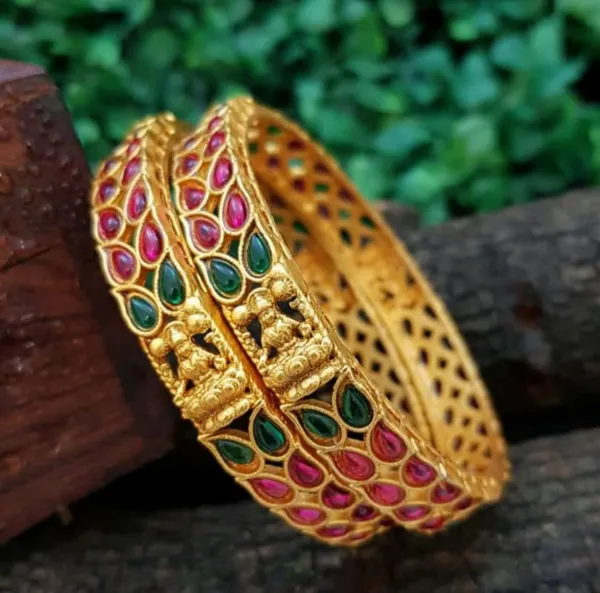 Pack_of_2_:Antique_leaf_bangle_set_for_womens