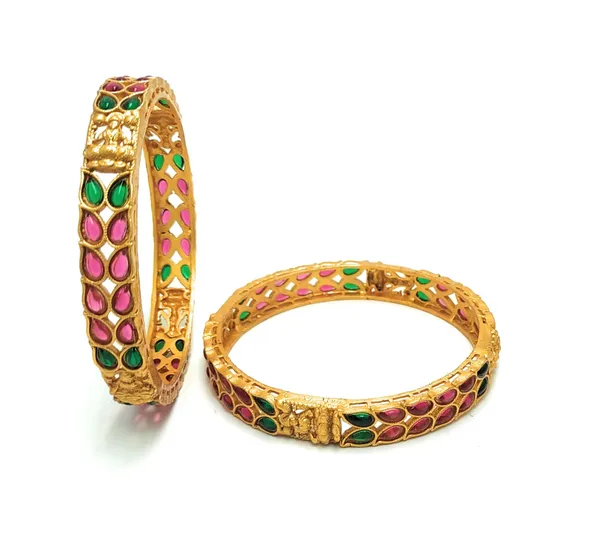 Pack_of_2_:Antique_leaf_bangle_set_for_womens