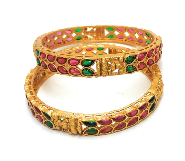 Pack_of_2_:Antique_leaf_bangle_set_for_womens