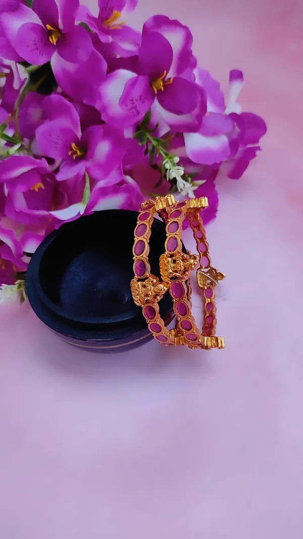 Pack_of_2:Antique_Lakshmi_Red_Bangle_-_Exquisite_Traditional_Jewelry