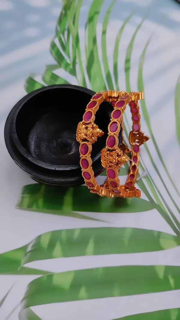 Pack_of_2:Antique_Lakshmi_Red_Bangle_-_Exquisite_Traditional_Jewelry