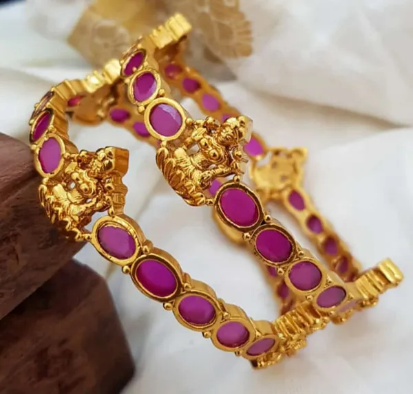Pack_of_2:Antique_Lakshmi_Red_Bangle_-_Exquisite_Traditional_Jewelry