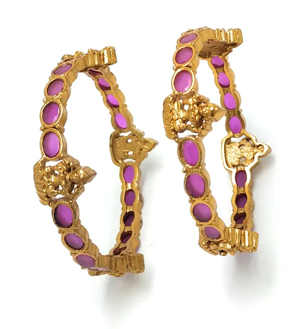 Pack_of_2:Antique_Lakshmi_Red_Bangle_-_Exquisite_Traditional_Jewelry