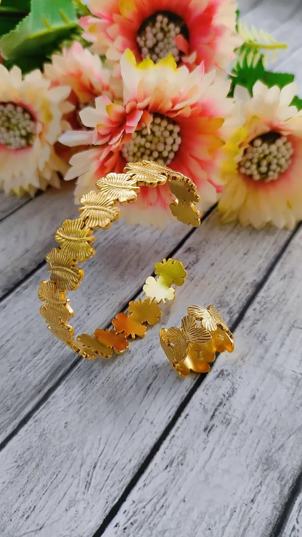 Gold_Butterfly_Motif_Cuff_and_Ring_Set