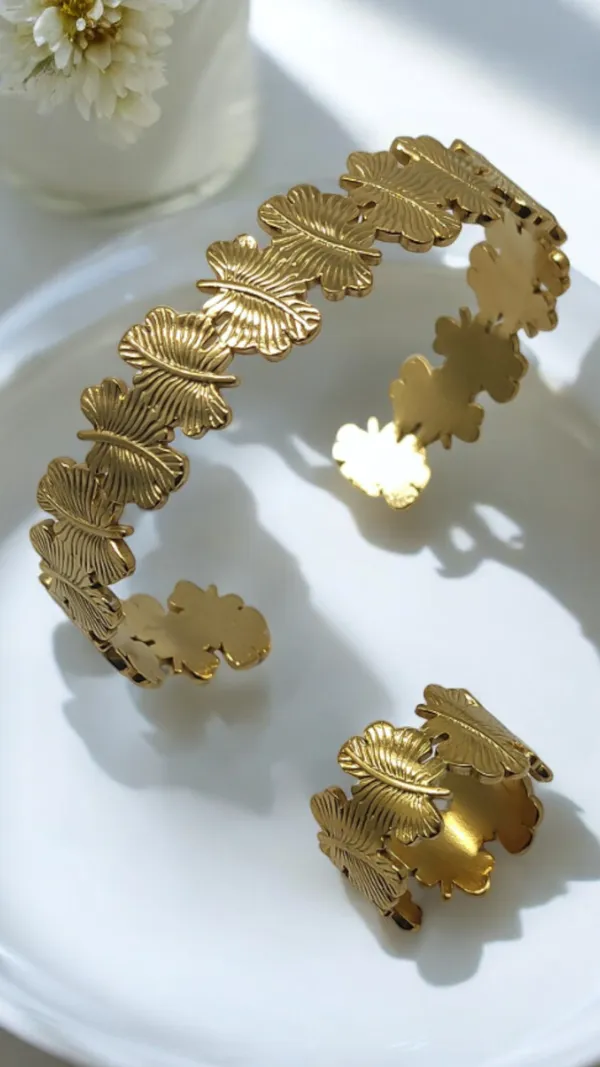 Gold_Butterfly_Motif_Cuff_and_Ring_Set