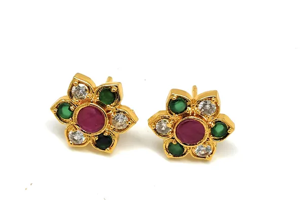 Pack_of_4_:Gold_plated_Flower_combo_earring_set_for_women