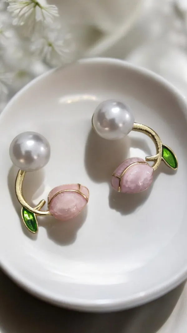 Pack_Of_2_Pink_Rose_&_Pearl_Gold-Plated_Earrings