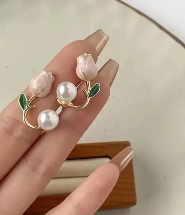 Pack_Of_2_Pink_Rose_&_Pearl_Gold-Plated_Earrings