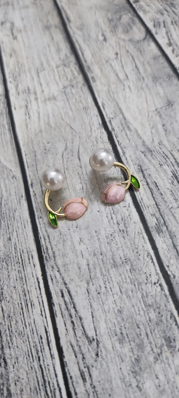 Pack_Of_2_Pink_Rose_&_Pearl_Gold-Plated_Earrings
