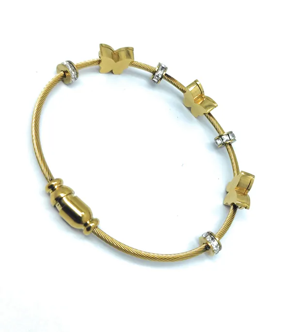 Gold_Cable_Bracelet_with_Butterfly_Charms_and_Crystal_Accents